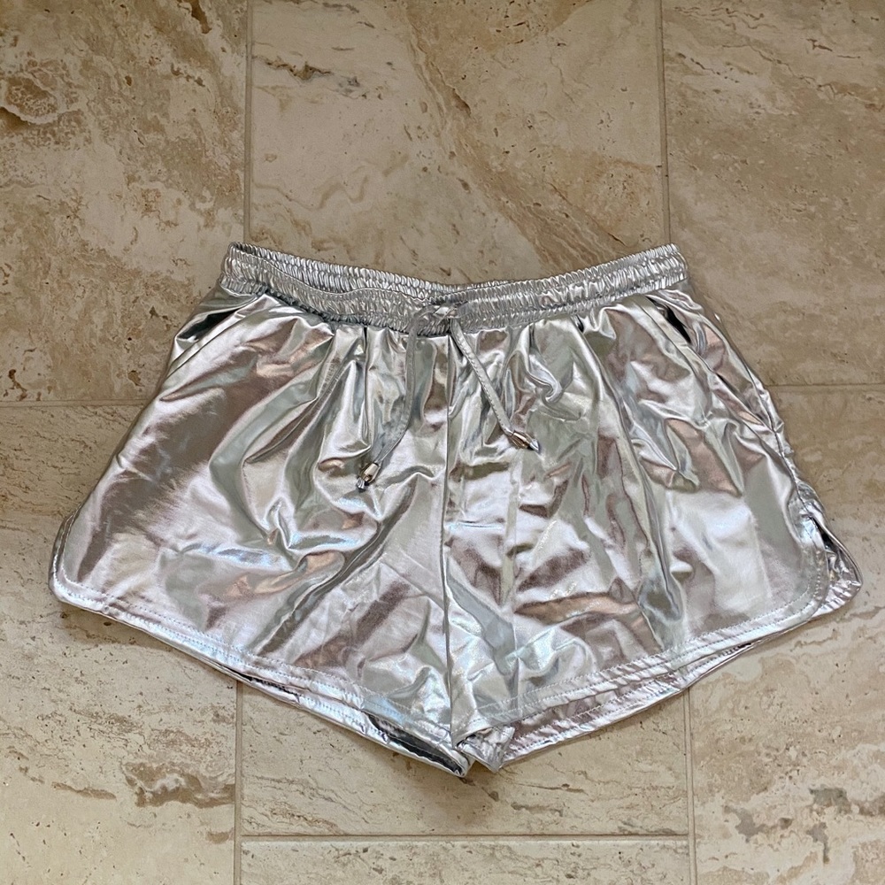 Silver Metallic Shorts